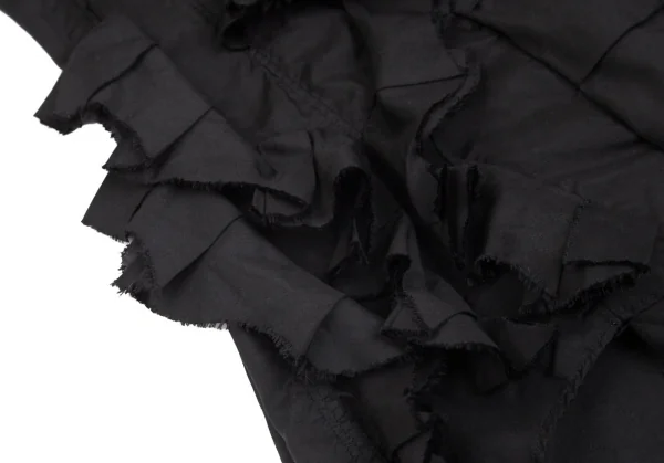 コムコム コムデギャルソンCOMME des GARCONS 袖裁ち切りフリルデザインロングシャツ 黒S K-101703_011