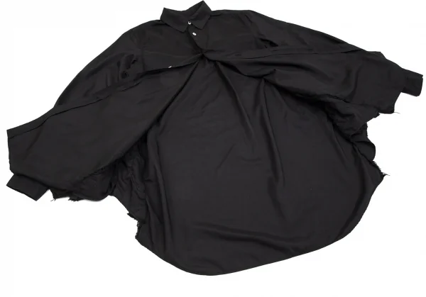 コムコム コムデギャルソンCOMME des GARCONS 袖裁ち切りフリルデザインロングシャツ 黒S K-101703_012