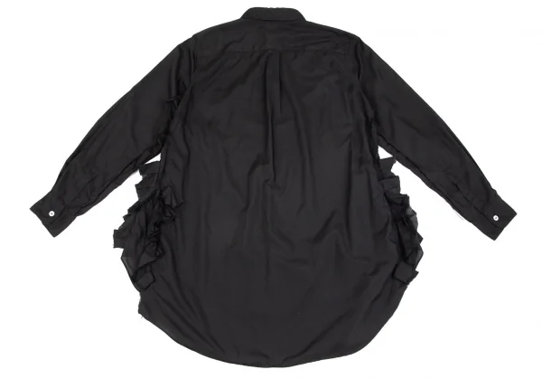 コムコム コムデギャルソンCOMME des GARCONS 袖裁ち切りフリルデザインロングシャツ 黒S K-101703_013