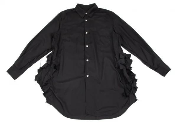 コムコム コムデギャルソンCOMME des GARCONS 袖裁ち切りフリルデザインロングシャツ 黒S K-101703_002
