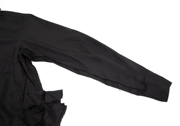 コムコム コムデギャルソンCOMME des GARCONS 袖裁ち切りフリルデザインロングシャツ 黒S K-101703_007
