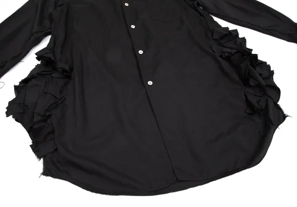 コムコム コムデギャルソンCOMME des GARCONS 袖裁ち切りフリルデザインロングシャツ 黒S K-101703_009