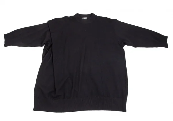 イッセイミヤケISSEY MIYAKEアシンメトリーワイドニットセーター 黒M K-101731_002