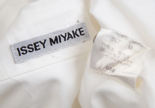イッセイミヤケISSEY MIYAKE右袖ストライプ切替シャツ 白M K-101734_019