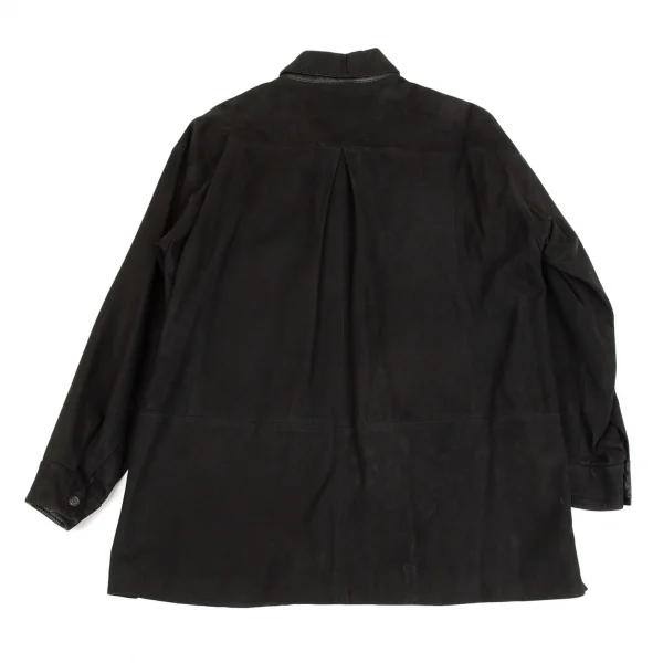 イッセイミヤケISSEY MIYAKEシープレザーボタンダウンジャケット 黒M K-101741_013