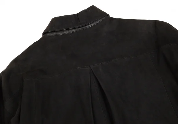 イッセイミヤケISSEY MIYAKEシープレザーボタンダウンジャケット 黒M K-101741_014