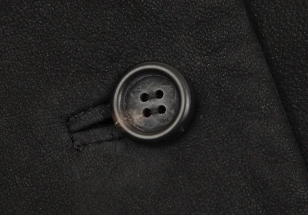 イッセイミヤケISSEY MIYAKEシープレザーボタンダウンジャケット 黒M K-101741_005