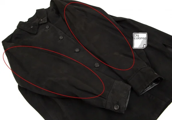 イッセイミヤケISSEY MIYAKEシープレザーボタンダウンジャケット 黒M K-101741_006