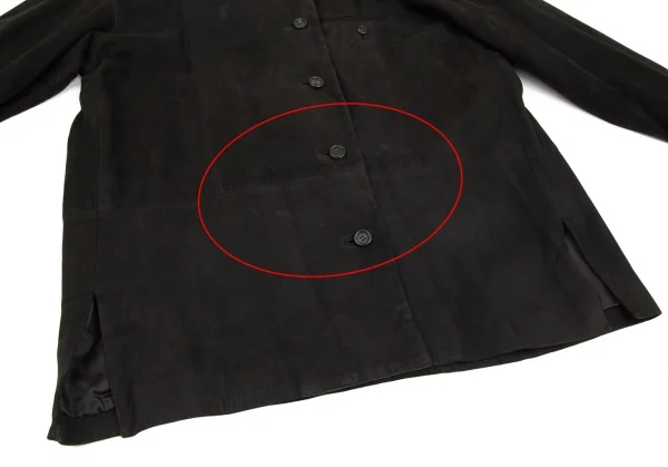 イッセイミヤケISSEY MIYAKEシープレザーボタンダウンジャケット 黒M K-101741_009