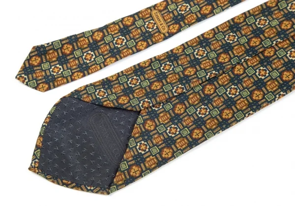 ティファニーTIFFANY&CO シルク総柄ネクタイ 黄青緑 K-101751_006
