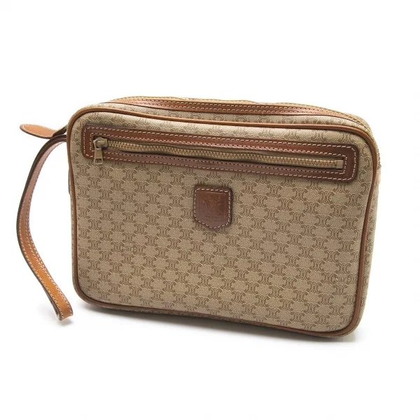 セリーヌCELINE オールドセリーヌマカダムクラッチバッグ 茶ベージュ K-101753_001