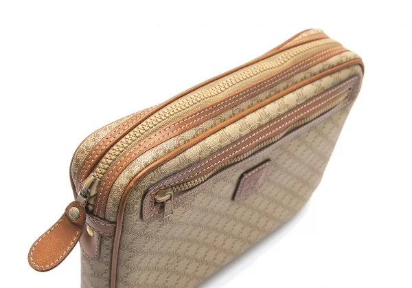 セリーヌCELINE オールドセリーヌマカダムクラッチバッグ 茶ベージュ K-101753_012