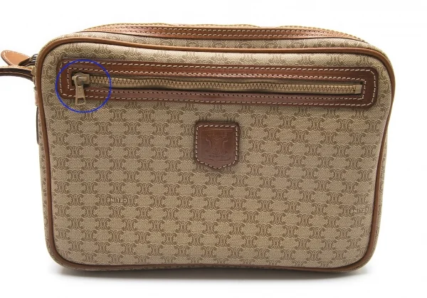 セリーヌCELINE オールドセリーヌマカダムクラッチバッグ 茶ベージュ K-101753_002