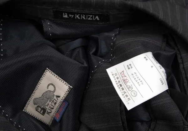 クリツィアB.byKRIZIA ウールストライプ2Bジャケット チャコールL位 K-101757_016
