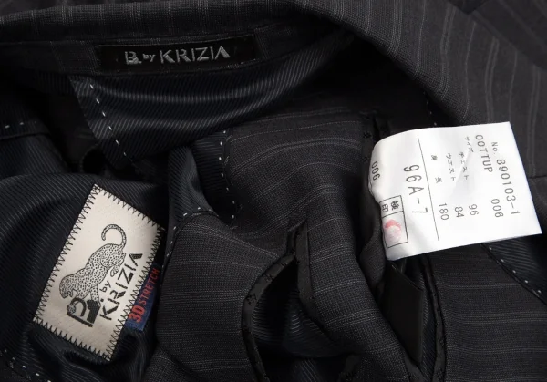 クリツィアB.byKRIZIA ウールストライプ2Bジャケット チャコールL位 K-101757_017