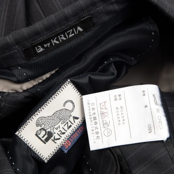 クリツィアB.byKRIZIA ウールストライプ2Bジャケット チャコールL位 K-101760_017