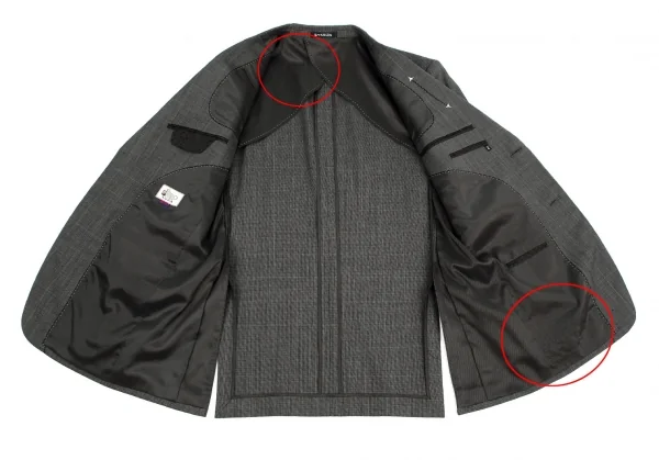 クリツィアB.byKRIZIA ウールグレンチェック2Bジャケット グレー黒L位 K-101763_010