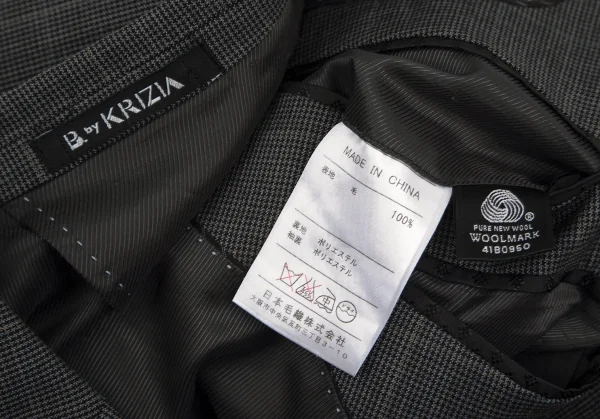 クリツィアB.byKRIZIA ウールグレンチェック2Bジャケット グレー黒L位 K-101763_019