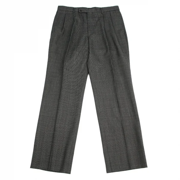クリツィアB.byKRIZIA ウールグレンチェックシングルスラックスパンツ グレー黒L位 K-101764_001
