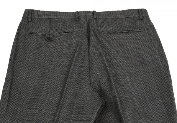 クリツィアB.byKRIZIA ウールグレンチェックシングルスラックスパンツ グレー黒L位 K-101764_010