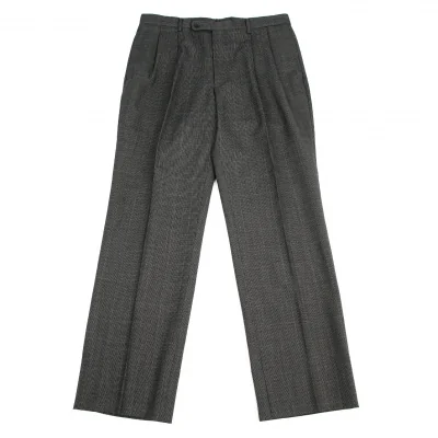 クリツィアB.byKRIZIA ウールグレンチェックシングルスラックスパンツ グレー黒