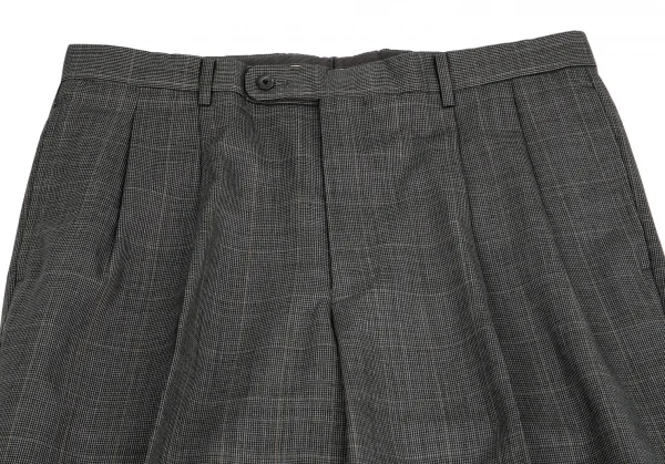 クリツィアB.byKRIZIA ウールグレンチェックシングルスラックスパンツ グレー黒L位 K-101764_002