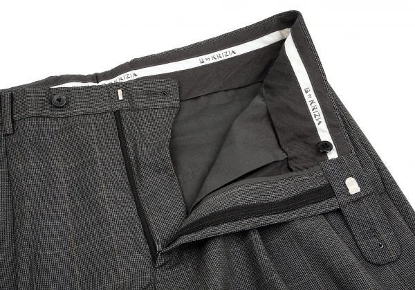 クリツィアB.byKRIZIA ウールグレンチェックシングルスラックスパンツ グレー黒L位 K-101764_004