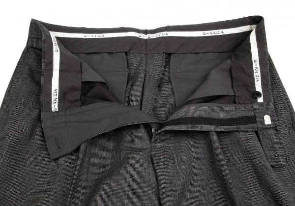 クリツィアB.byKRIZIA ウールグレンチェックシングルスラックスパンツ グレー黒L位 K-101764_005