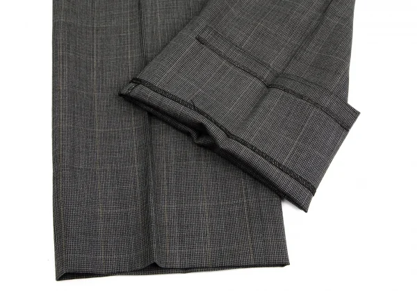 クリツィアB.byKRIZIA ウールグレンチェックシングルスラックスパンツ グレー黒L位 K-101764_008