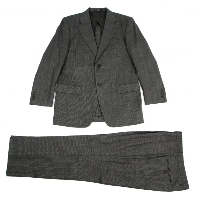 クリツィアB.byKRIZIA ウールグレンチェック2Bセットアップスーツ グレー黒