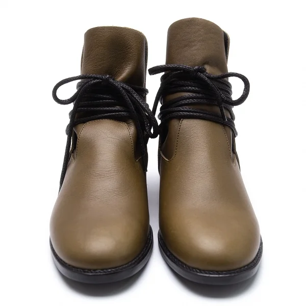 ワイズY's レザーヒールバックジップブーツ 茶3（24.5位） K-101774_002
