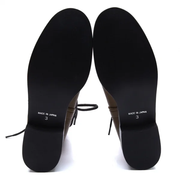 ワイズY's レザーヒールバックジップブーツ 茶3（24.5位） K-101774_006