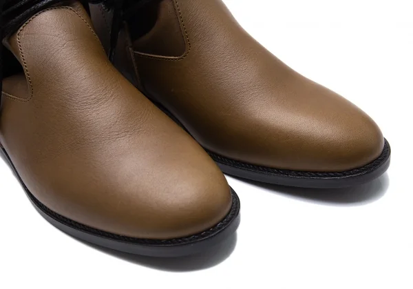 ワイズY's レザーヒールバックジップブーツ 茶3（24.5位） K-101774_008