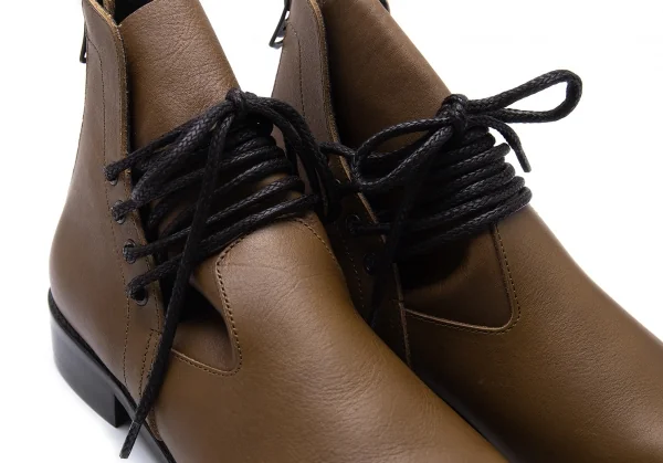 ワイズY's レザーヒールバックジップブーツ 茶3（24.5位） K-101774_014