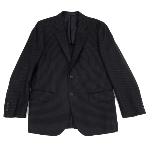 コムデギャルソン オムCOMME des GARCONS HOMME ウールストライプジャケット 紺S K-101784_001