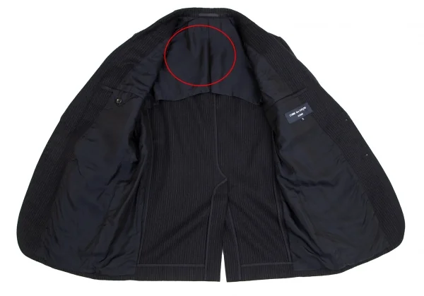 コムデギャルソン オムCOMME des GARCONS HOMME ウールストライプジャケット 紺S K-101784_014