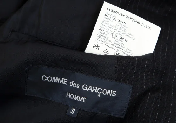 コムデギャルソン オムCOMME des GARCONS HOMME ウールストライプジャケット 紺S K-101784_019