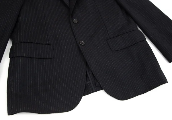 コムデギャルソン オムCOMME des GARCONS HOMME ウールストライプジャケット 紺S K-101784_009