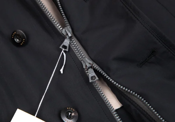 ラムhLam ナイロン中綿フライフロントダブルジップミリタリージャケット 黒M K-101788_012