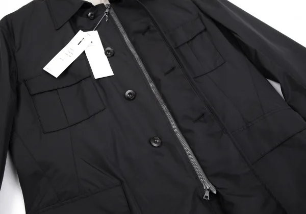 ラムhLam ナイロン中綿フライフロントダブルジップミリタリージャケット 黒M K-101788_013
