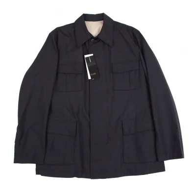 ラムhLam ナイロン中綿フライフロントダブルジップミリタリージャケット 黒