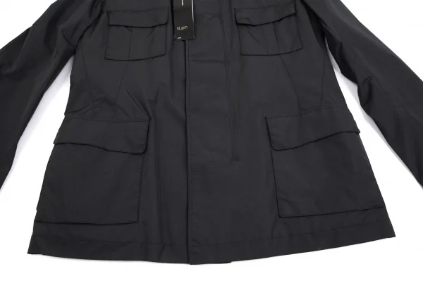 ラムhLam ナイロン中綿フライフロントダブルジップミリタリージャケット 黒M K-101788_009