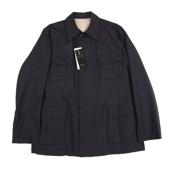 ラムhLam ナイロン中綿フライフロントダブルジップミリタリージャケット 黒M K-101789_001