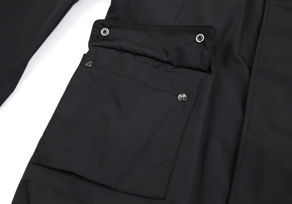 ラムhLam ナイロン中綿フライフロントダブルジップミリタリージャケット 黒M K-101789_010