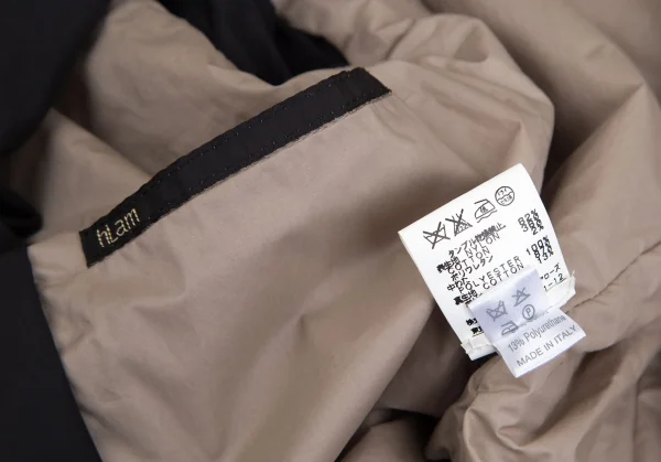 ラムhLam ナイロン中綿フライフロントダブルジップミリタリージャケット 黒M K-101789_019