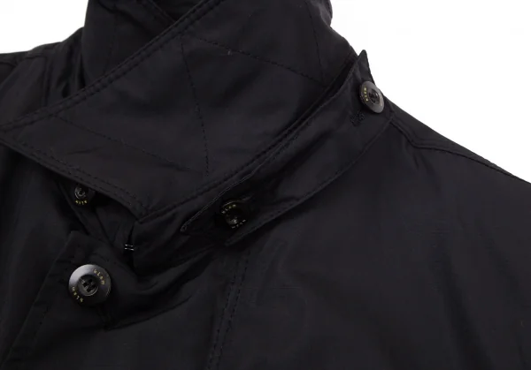 ラムhLam ナイロン中綿フライフロントダブルジップミリタリージャケット 黒M K-101789_003