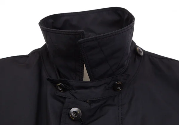 ラムhLam ナイロン中綿フライフロントダブルジップミリタリージャケット 黒M K-101789_004