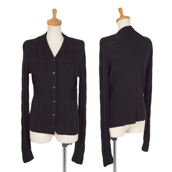 プラダ PRADA ウールリブニットカーディガン 紫38 K-101793_001