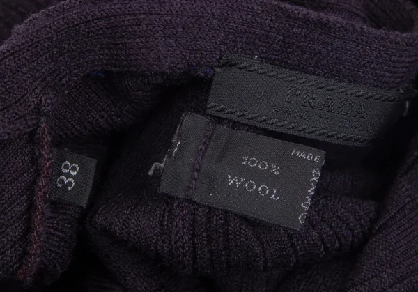 プラダ PRADA ウールリブニットカーディガン 紫38 K-101793_012