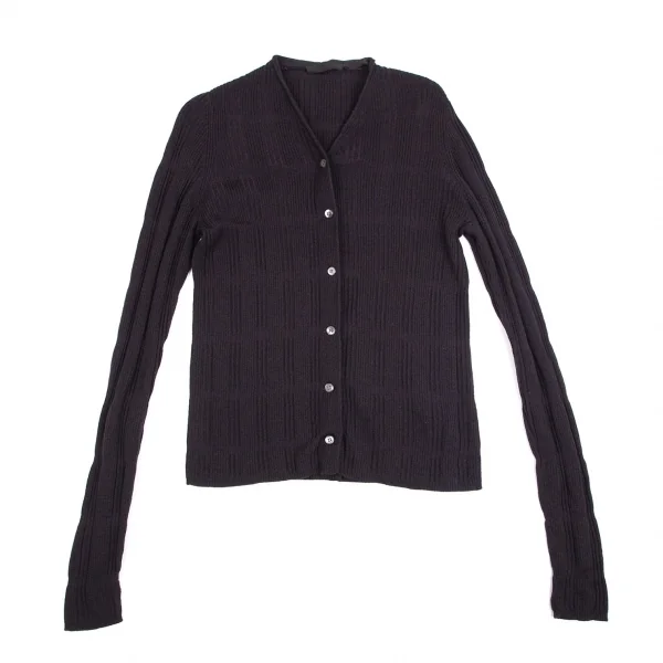 プラダ PRADA ウールリブニットカーディガン 紫38 K-101793_002